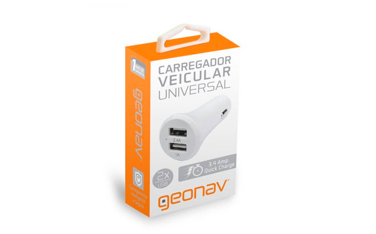 Carregador Veícular Universal dupla saída USB 3.4A